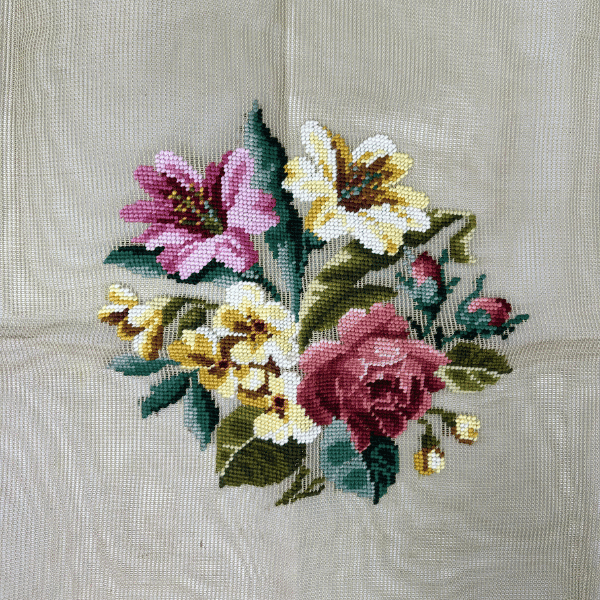 vintage pre-stitched needlepoint canvas
