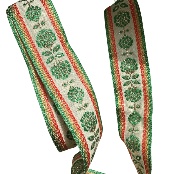 Green and Gold Topiary Vintage Ribbon