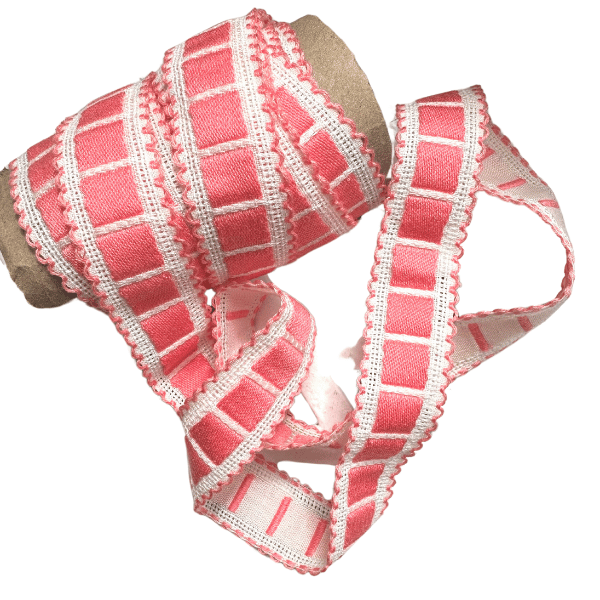 Rosy Pink and White Vintage Ribbon