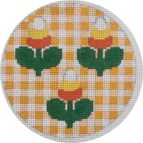 Candy Corn Flowers on Orange Gingham