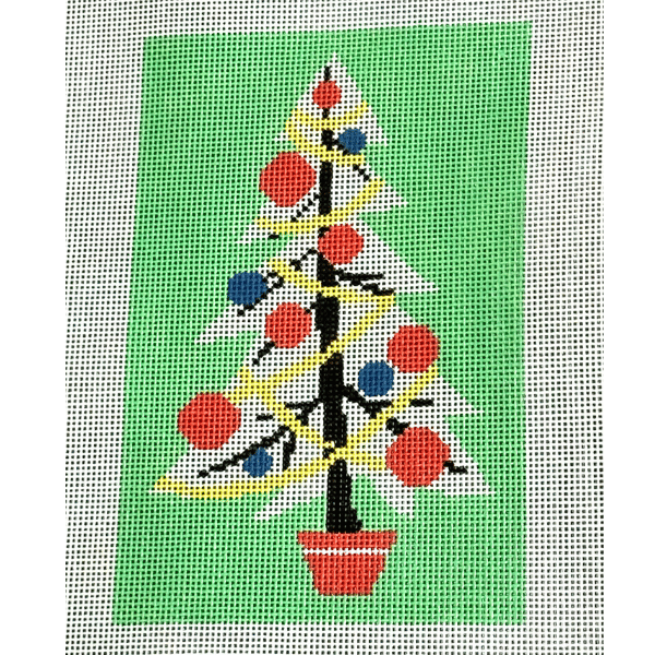 Turquoise Mid-Century Christmas Tree Canvas