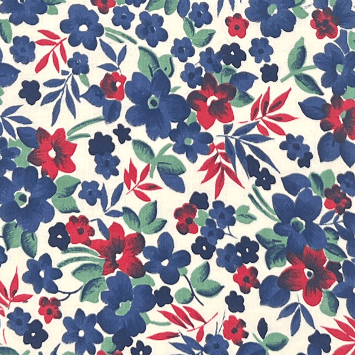 SWATCH Blue and Red Flowers with Red Ferns