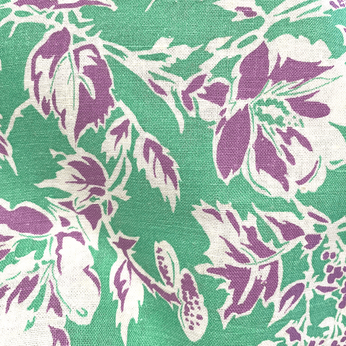 SWATCH Emerald Green With Large Purple Flowers