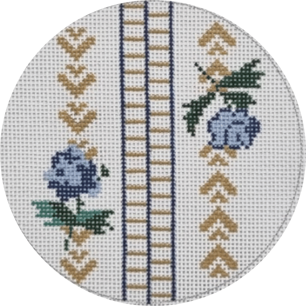 Gold and Blue Roses Ticking