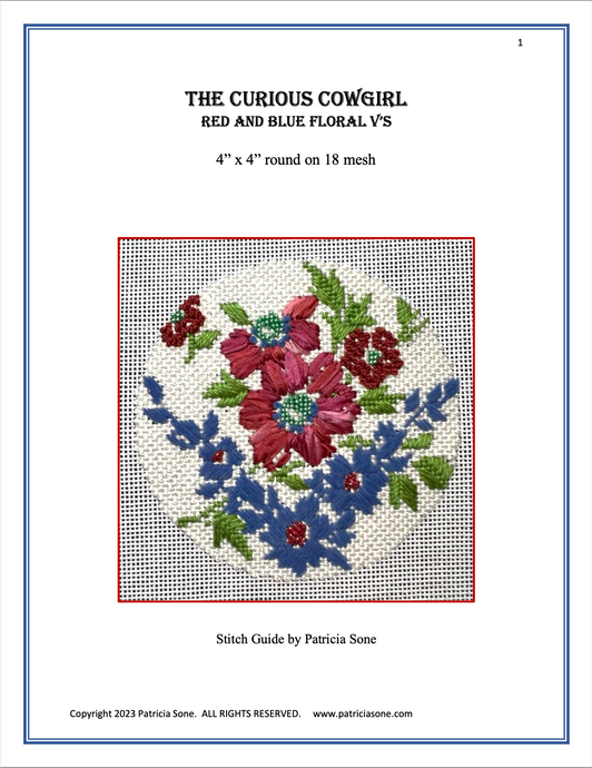 Red and Blue Floral V's Stitch Guide by Patricia Sone