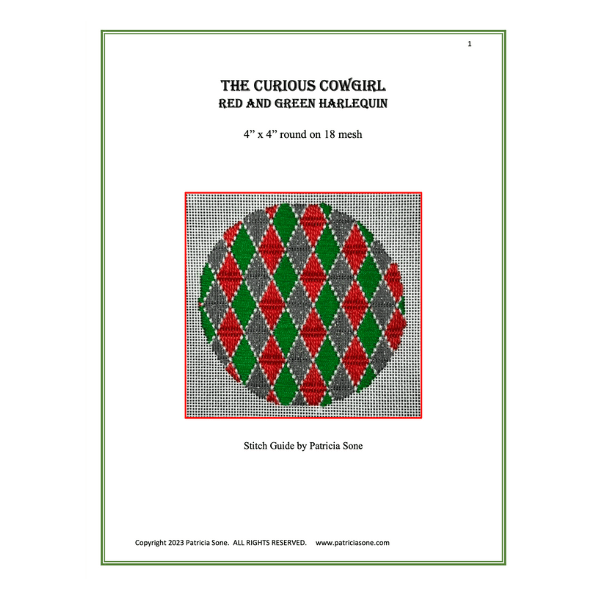 Red and Green Harlequin Stitch Guide by Patricia Sone