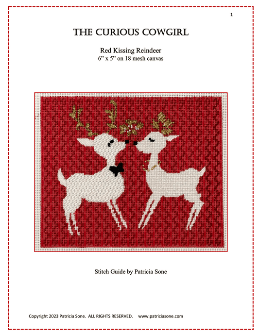 Red Kissing Reindeer Stitch Guide by Patricia Sone