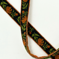 Black Background Burnt Orange Flowers Vintage Ribbon