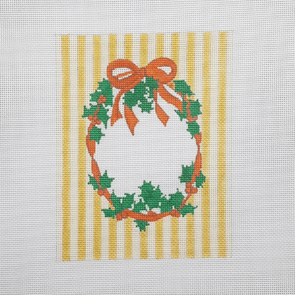 Gold Stripe Christmas Wreath Needlepoint Canvas