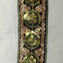 Copper and Green Sequined ribbon Trim
