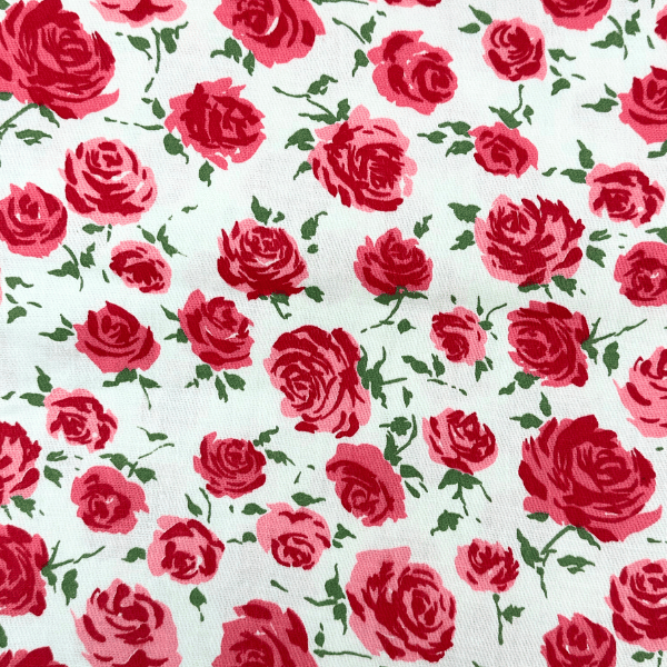 Valentine Roses Vintage Textile