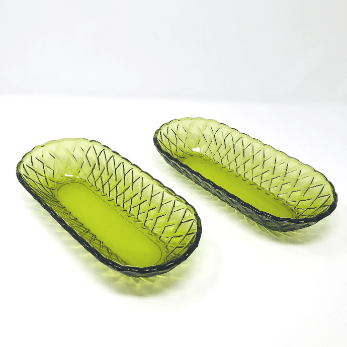 Green Glass Trellis Baskets