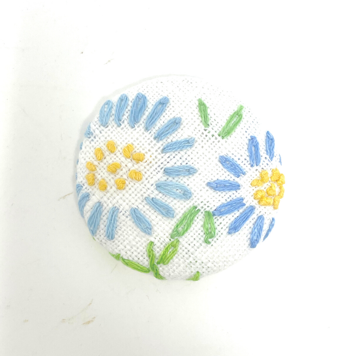 Embroidered Blue Flowers Needle Minder